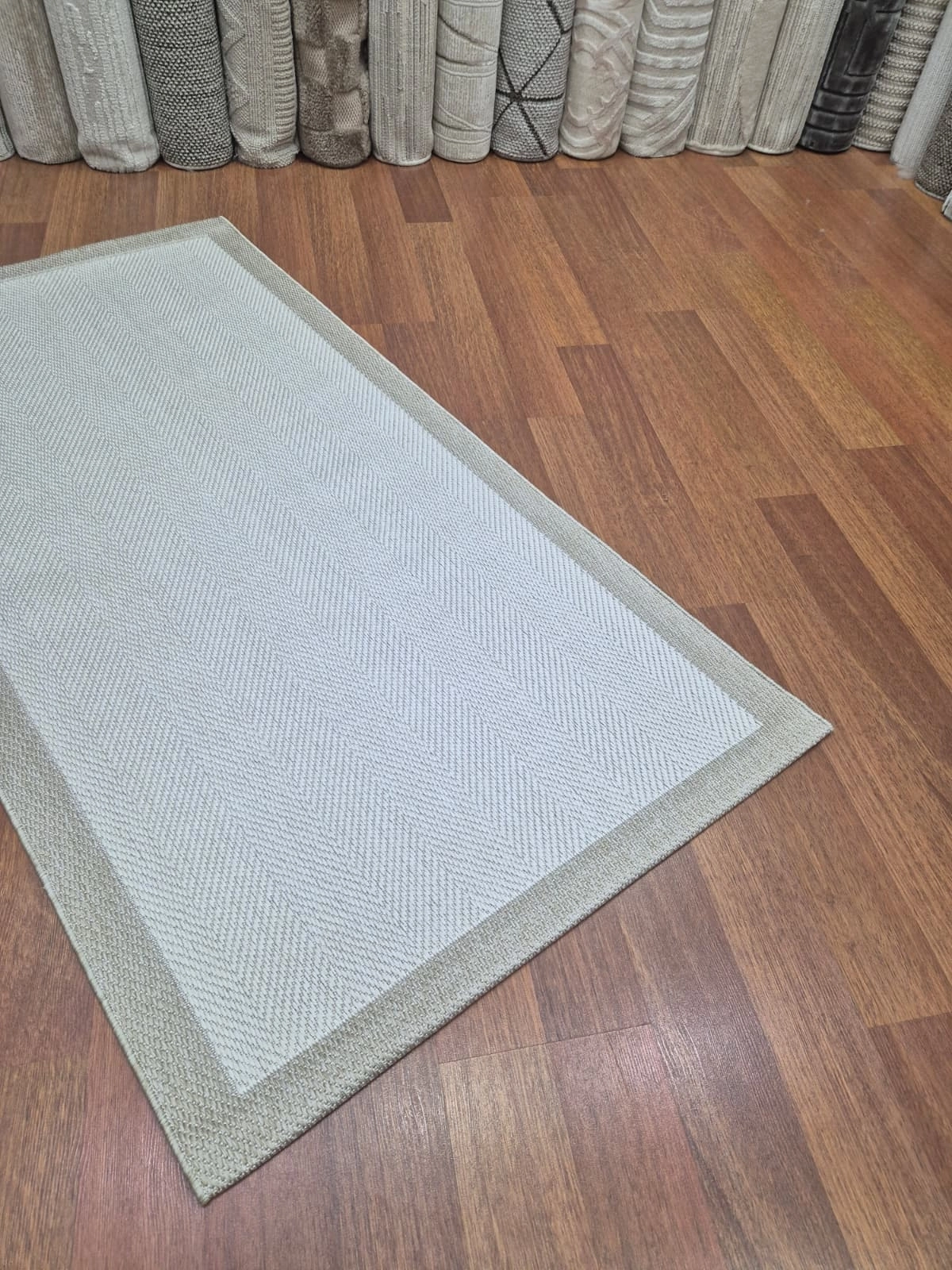 Krem Zikzak Bej Desenli Kampanyalı Sisal