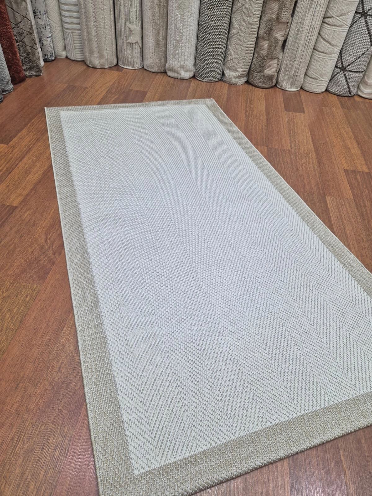 Krem Zikzak Bej Desenli Kampanyalı Sisal