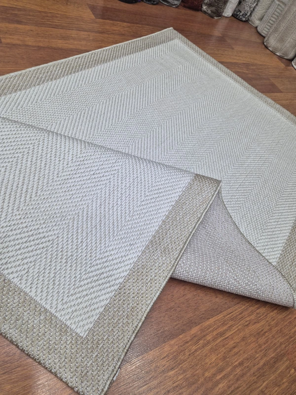 Krem Zikzak Bej Desenli Kampanyalı Sisal