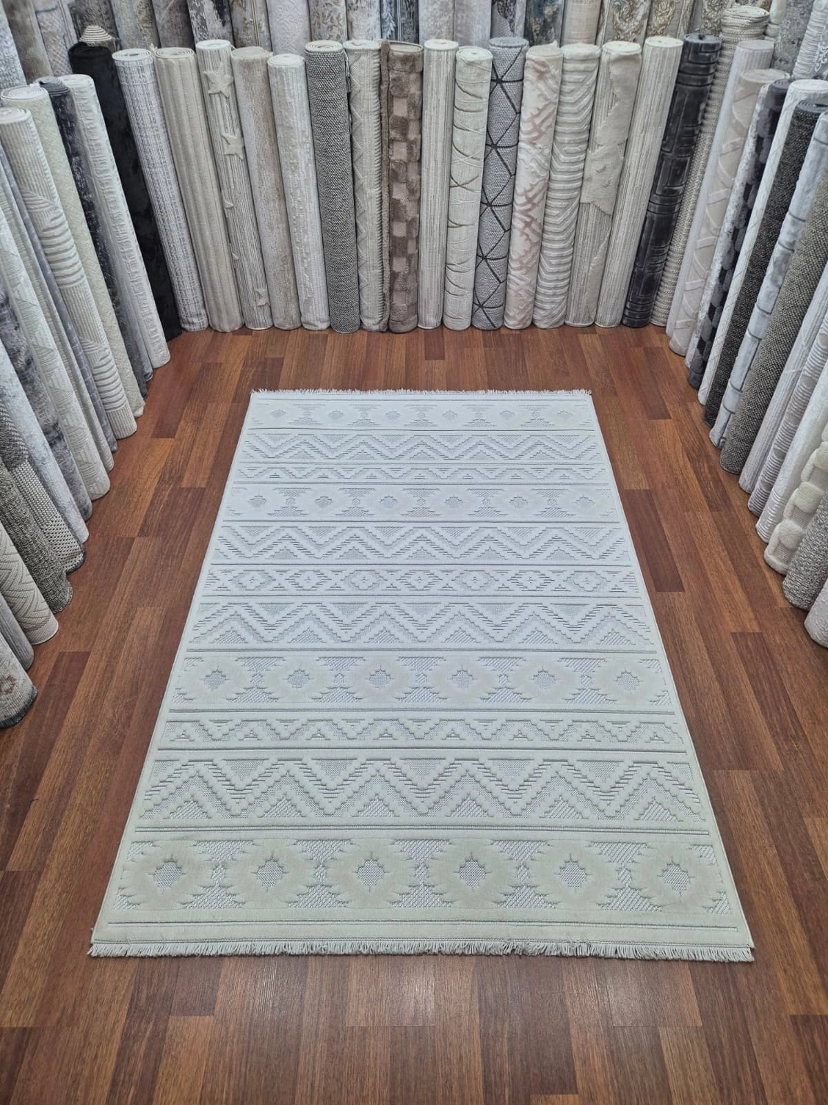 160 x 230  4m2 - Krem Desenli  Kampanyalı Makine Halısı