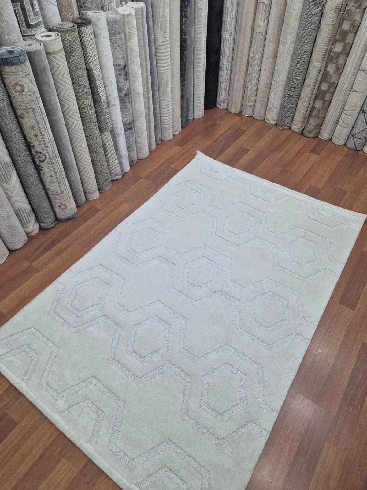 160 x 230  4m2 - Krem Desenli  Kampanyalı Makine Halısı