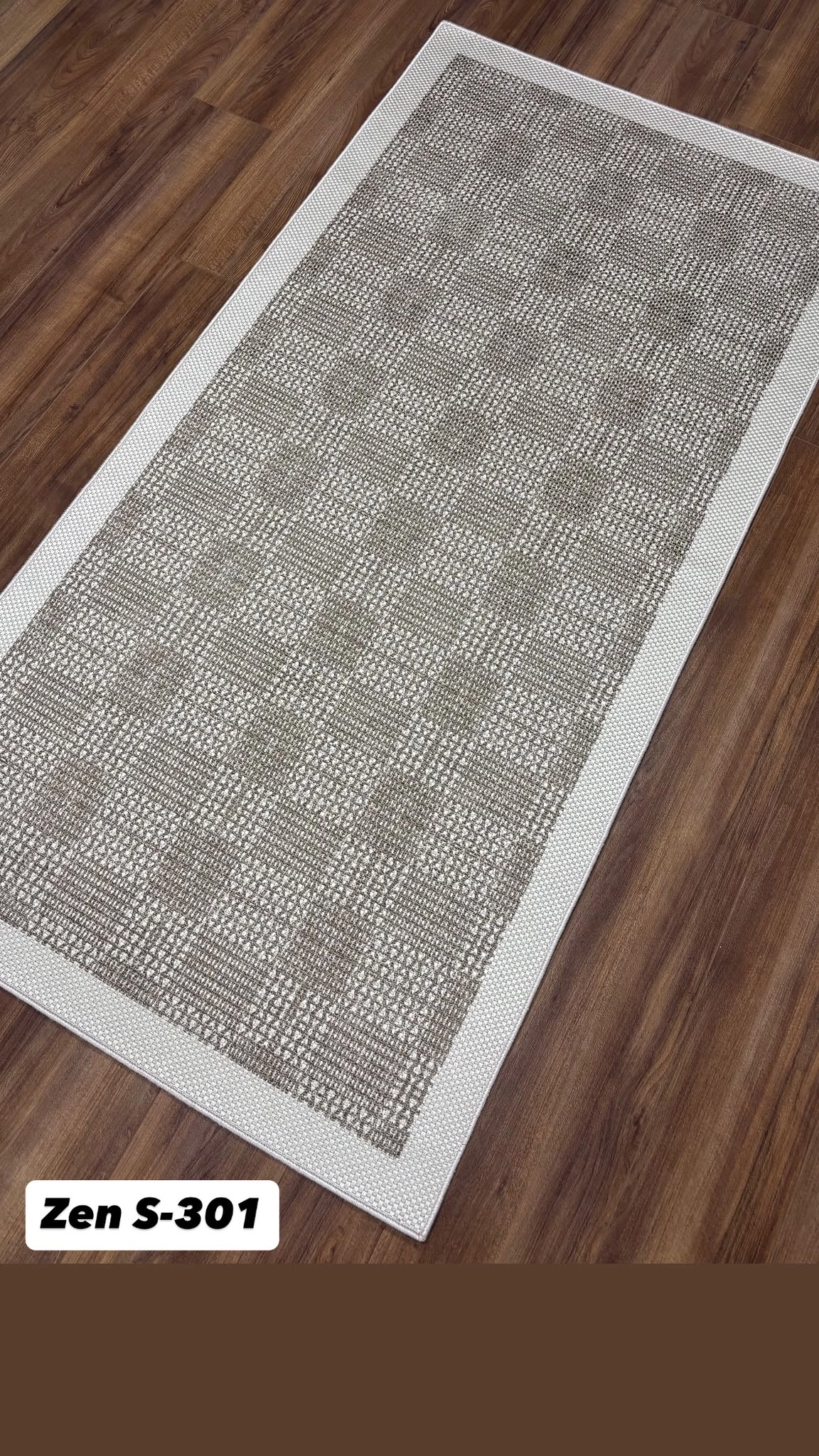 Krem Çerçeve Kahve Desenli Zen Sisal