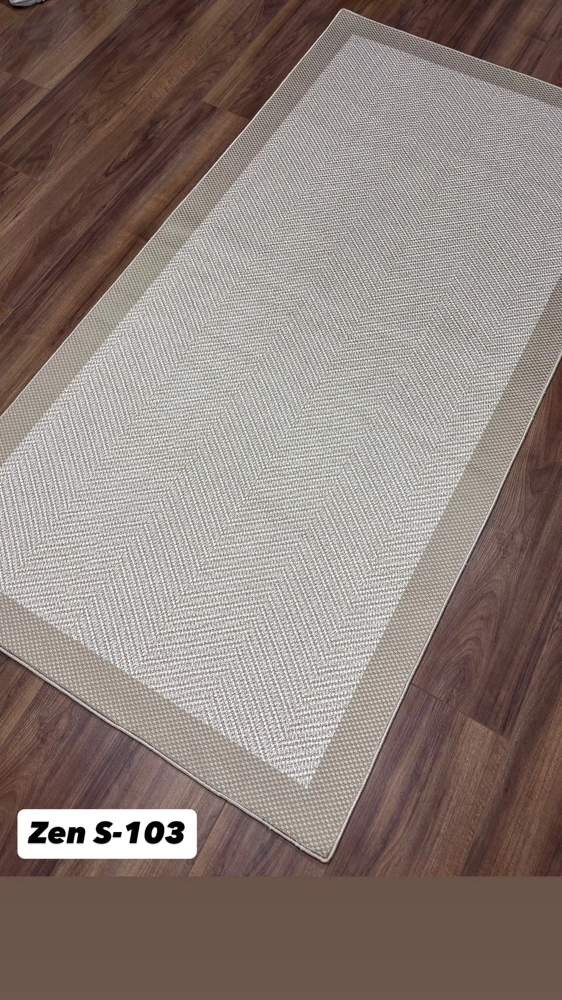 Bej Çerçeve Krem Zikzak Desenli Zen Sisal
